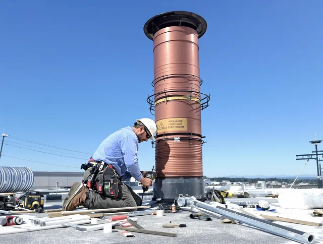 Installed chimney liner by Hudson Chimney Sweep in Hudson, MA
