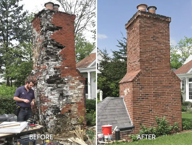 Hudson Chimney Sweep performing a full chimney restoration in Hudson, MA
