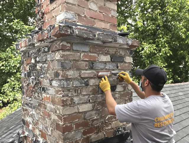 In-progress chimney restoration by Hudson Chimney Sweep in Hudson, MA