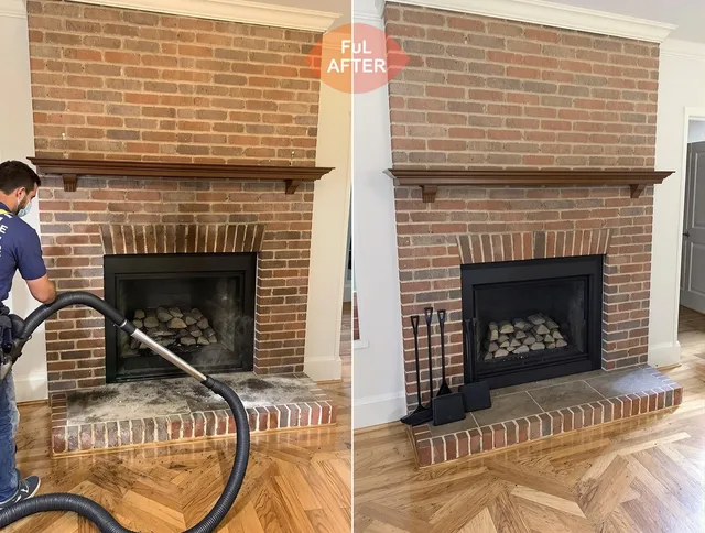 Hudson Chimney Sweep carefully sanitizing a fireplace in Hudson, MA