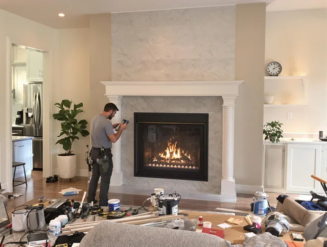 Newly installed fireplace by Hudson Chimney Sweep in Hudson, MA